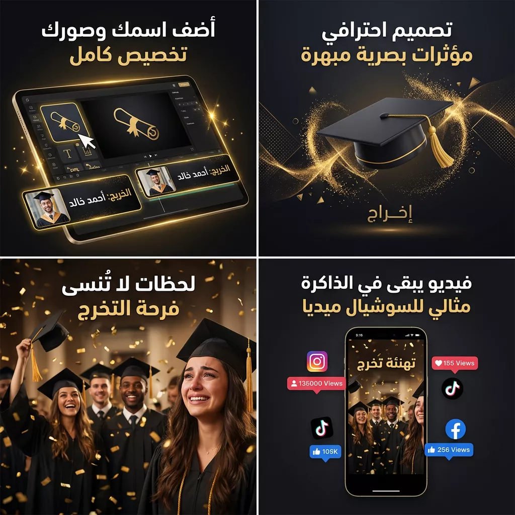 تصميم فيديو تهنئة تخرج احترافي بإخراج إبداعي عالي الجودة 🎓 
